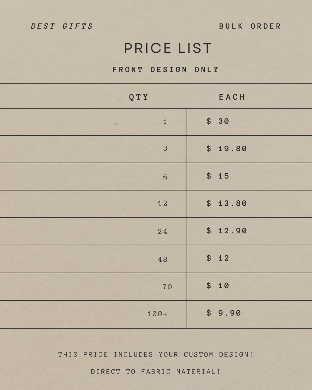 Choose Your Custom Design- FRONT DESIGN ONLY