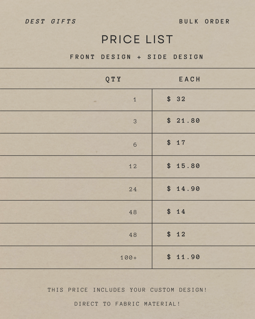 Upload your own Design! FRONT DESIGN ONLY