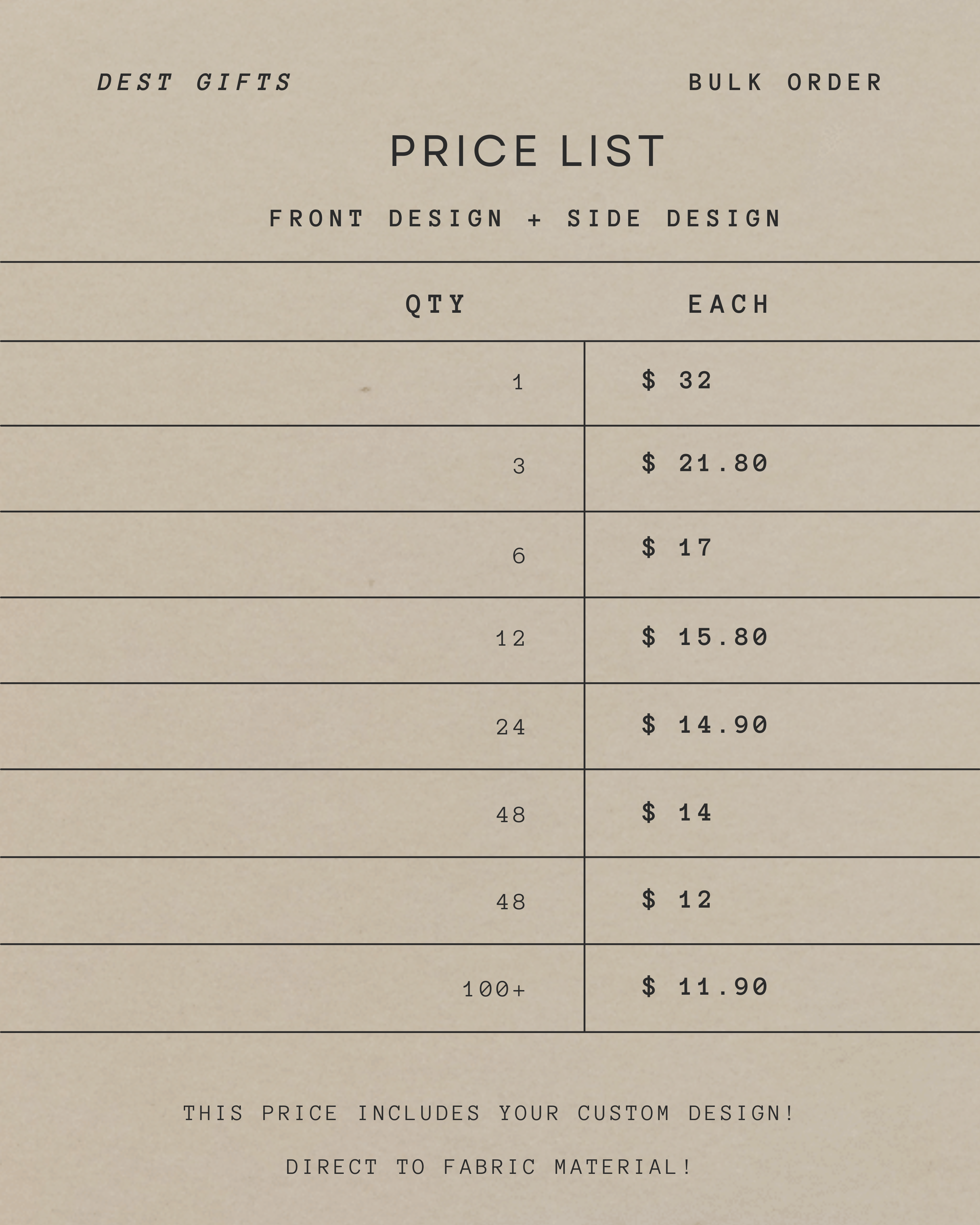 Upload your own Design! FRONT DESIGN ONLY