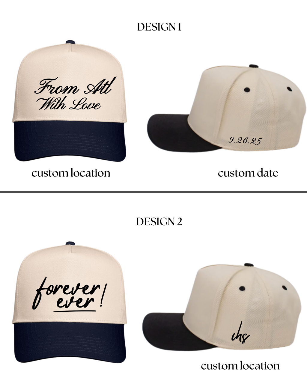 Choose Your Custom Design! FRONT & SIDE DESIGN
