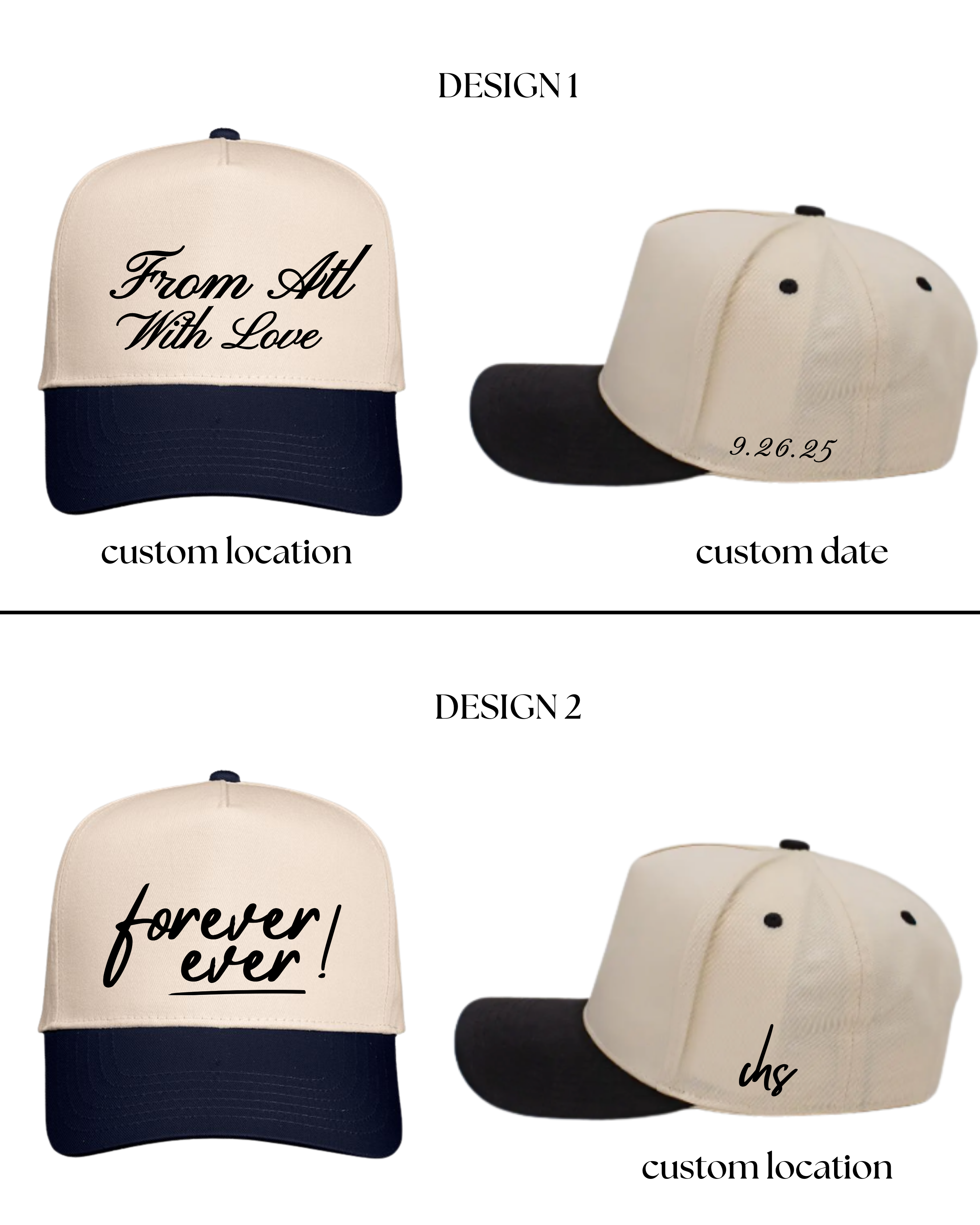 Choose Your Custom Design! FRONT & SIDE DESIGN