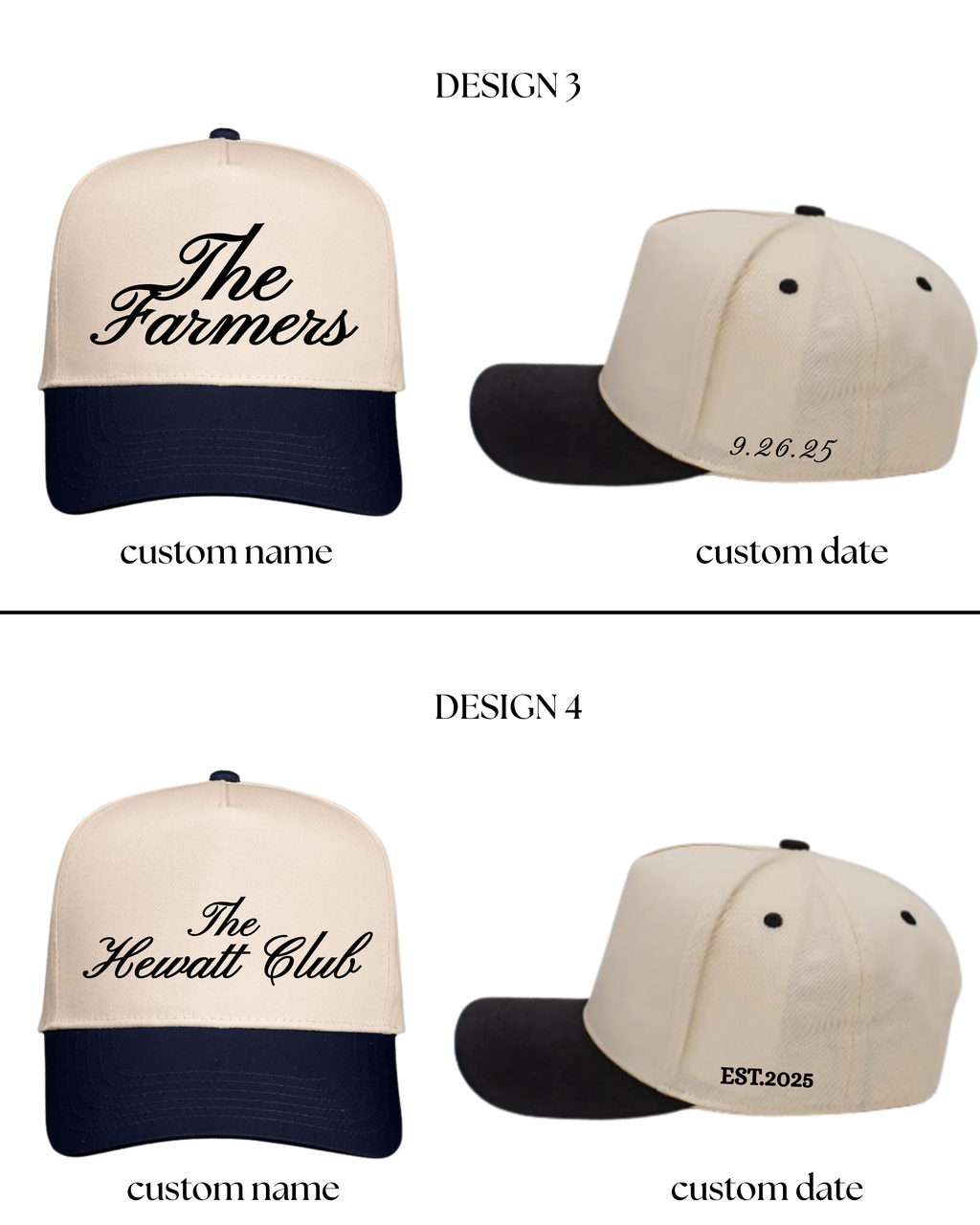 Choose Your Custom Design! FRONT & SIDE DESIGN