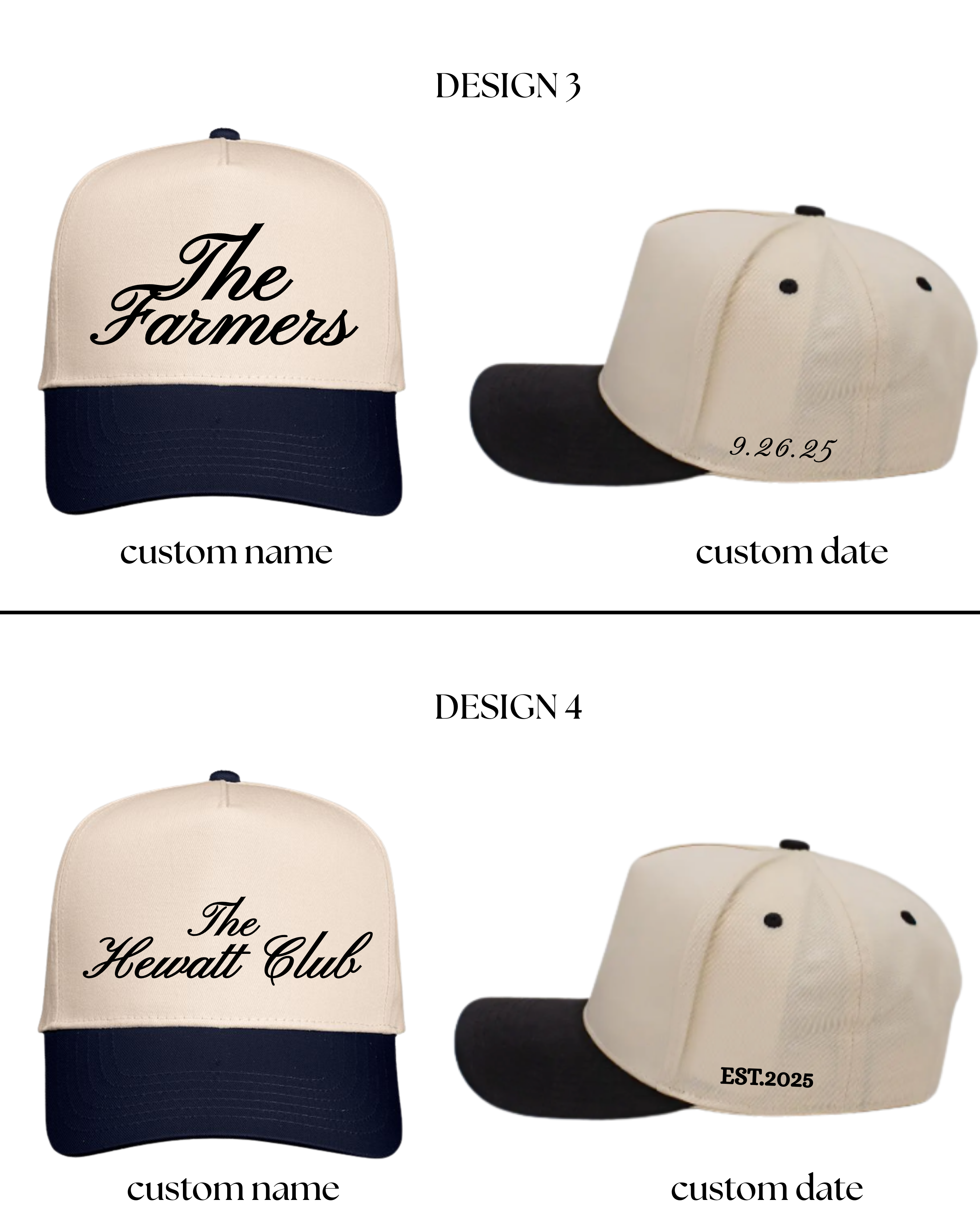 Choose Your Custom Design! FRONT & SIDE DESIGN