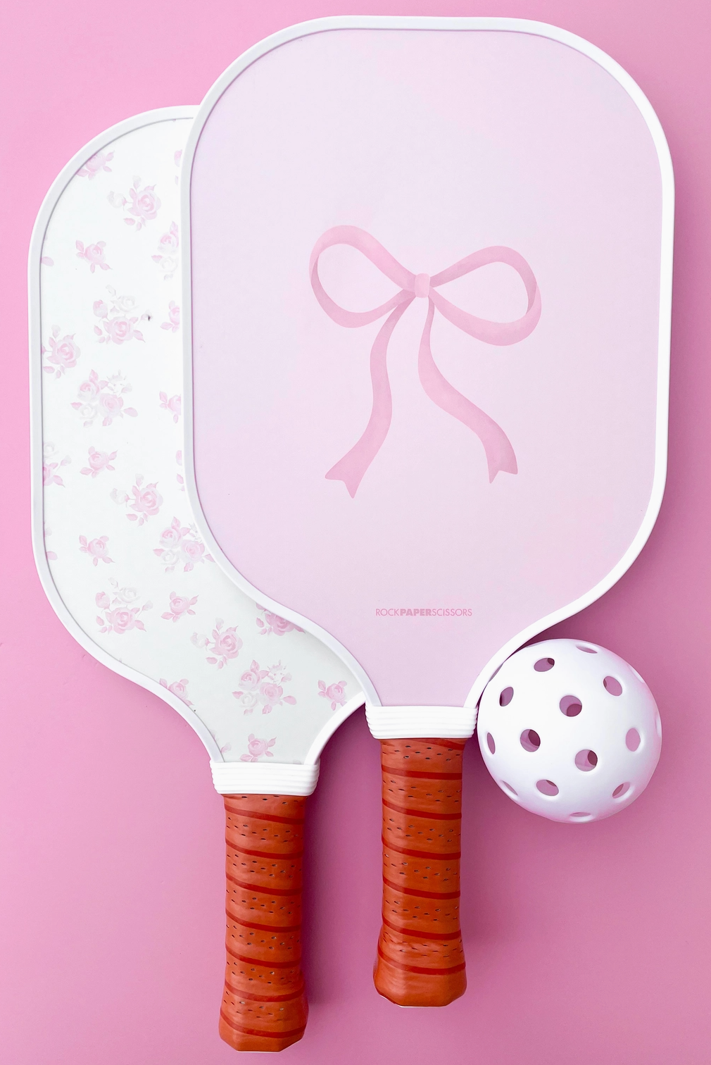 Coquette Pink Bow Floral Pickleball Paddle